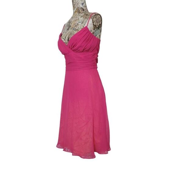 Cocktail Dress Ombre Pink to Peachy Spaghetti Strap Flowy Evening Party Dress - Picture 6 of 14
